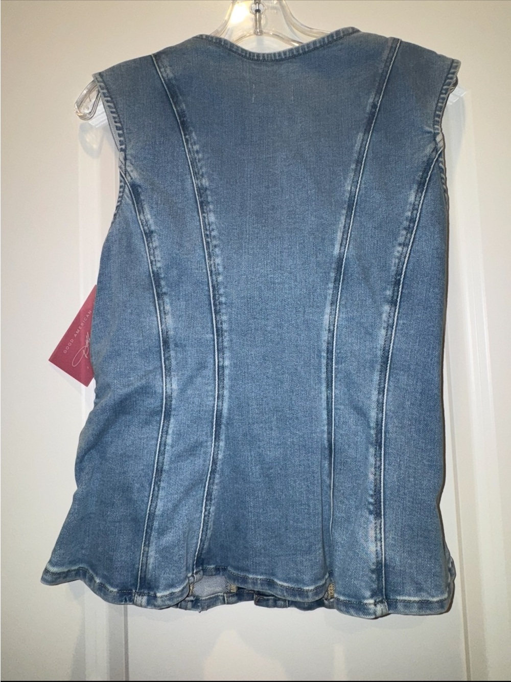 Good American Indigo Dolly Lace Up Peplum Top NWT - Picture 4 of 5